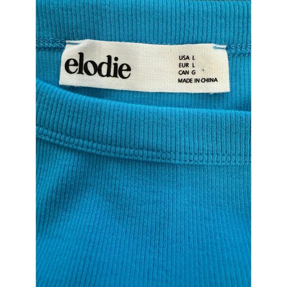 New ~ ELODIE ~  Blue Ribbed Cami Style Bodysuit Size Large - Picture 4 of 5